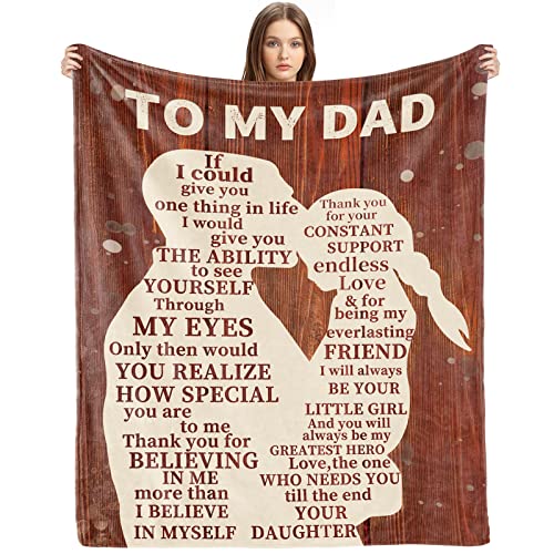 Fathers Day for Gifts Dad Gift from Daughter Dad Blanket for Birthday Soft Cozy Flannel Throw Blanket Present for Men Him Husband 60 * 50inch