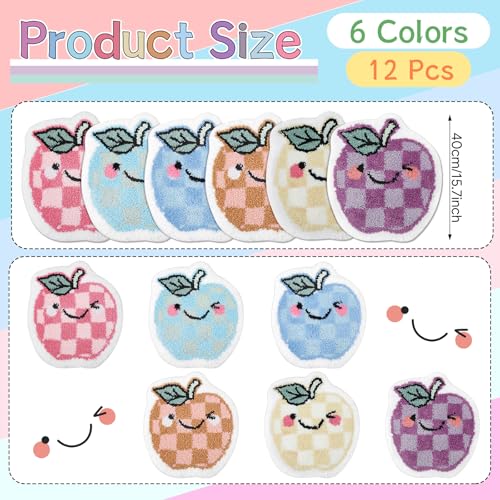 Honoson 12 Pcs Classroom Carpet Circle Seats 16 Inch Thick Pastel Checkerboard Apple Classroom Rugs Educational Floor Cushions for School Group Activity Learning Play Areas