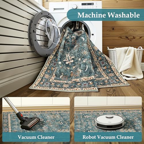 Hallway Washable 3x10  Runner Rug, Vintage Non-Slip Low Pile Rugs