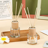 Roshtia 4 Set Reed Diffuser Bottle Empty Refillable Fragrance Glass Diffuser Bottles Set with Wooden Caps Sticks 50ml 1.7 oz Round Glass Jars for DIY Fragrance