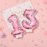 Girls Birthday Number 13 Candles, 2.95in Glitter Butterfly Happy Birthday Cake Toppers Pink Sequins Wedding Numeral Cupcake Decorations for Anniversary Celebration Party Supplies (13th)
