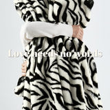 JONIYEAR Soft Fluffy Zebra Print Faux Rabbit Fur Throw Blanket 50" x 60", Luxury Cozy Shaggy Fuzzy Blankets, Reversible Cute Warm Animal Printed Blanket for Women Winter,Washable,Cream White and Black