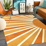 Lahome Yellow Rainbow Sun Washable Area Rug 6x9 for Classroom
