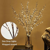 LITBLOOM Lighted Brown Willow Branches 200 Fairy Lights 32IN Plug in with Timer and Dimmer, Tree Branch with Lights for Home Holiday Christmas Decoration