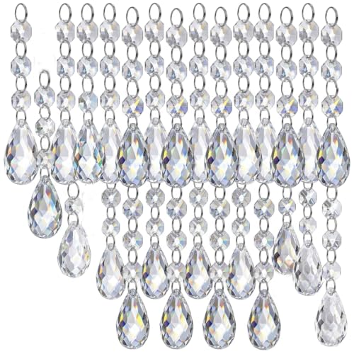 HOHIYA Crystal Christmas Ornaments Set 30PCS Clear Acrylic Hanging Icicle Prisms and Bead Garland for Christmas Tree Wedding Chandelier Window Party Holiday Decorations