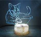Creative 3D Cat Night Light 16 Colors Changing USB Power Remote Control Touch Switch Decor Lamp Optical Illusion LED Table Desk Lamp
