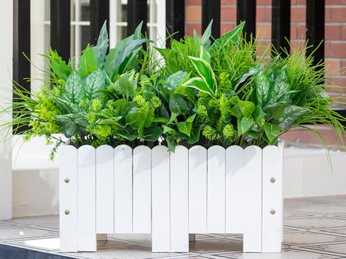 Green Moon 18PCS Artificial Plants Outdoor, Faux Greenery Stems for Outside | UV Resistant Faux Outdoor plants, Fake Shrubs Plants for Patio Garden, Front Porch, Window Box, Spring Summer Home Decor