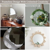 20'' Glass Round Mirror for Wall Decor, Wall Mounted Circle Mirror with Adhesive Tapes for Bathroom, Living Room, Vanity, Bedroom, Entryway, Over Sink, Hallway, Home Decor