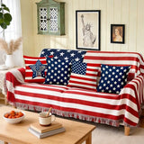 4th of July Pillow Covers 18x18 Inch,Set of 4 Red White Blue Summer Outdoor Throw Patriotic Pillow Covers,USA Flag Linen Fourth of July Independence Memorial Day Cushion Case for Sofa Couch Decor