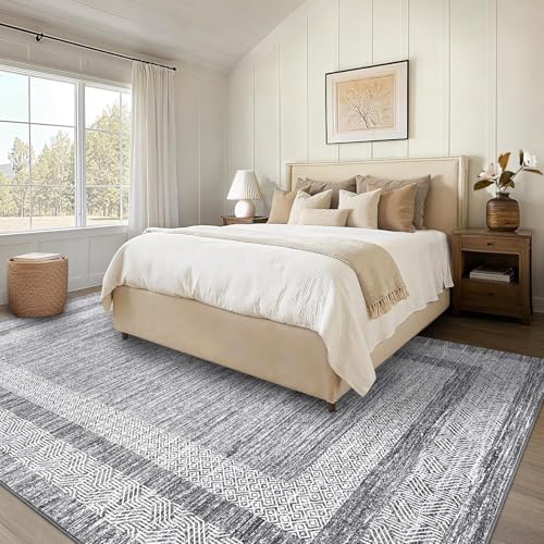 GarveeHome Modern Geometric Area Rug 4x6 Distressed Washable Bedroom Mat