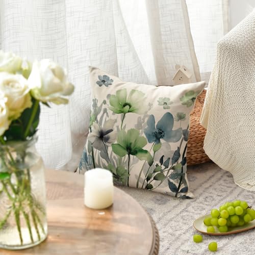 AVOIN colorlife Chinoiserie Poppy Flowers Pillow Covers 18x18 Inch Set of 2