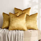 Pack of 4 Gold Decorative Velvet Pillow Covers 18x18