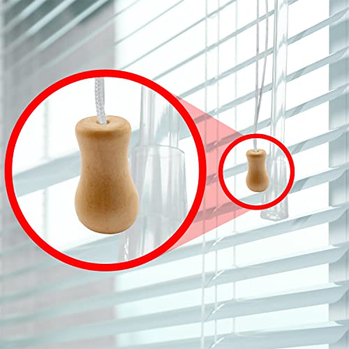 Amazing Drapery Hardware 6 Natural Stained Wood Cord Tassels in Vase Shape for Wood Blind and Roman Shade Pull Cords - Rustic Window Treatment Accessories