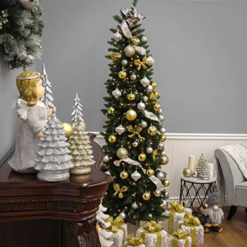 National Tree Company 6.5 ft Unlit Kingswood Fir Slim Artificial Christmas Tree, 719 Tips, Includes Stand, Green