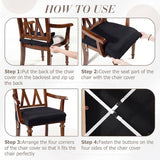 Havawish 6pcs Waterproof Elastic Milk Silk Large Dining Room Chair Seat Covers with Armrest Dining Chair Slip Covers Protectors