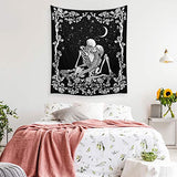 Wonrizon The Lovers Skull Tapestry,Black and White Romantic Constellation Skeleton Tapestries Wall Hanging decor for Living Room Bedroom (51.2”x 59.1”)