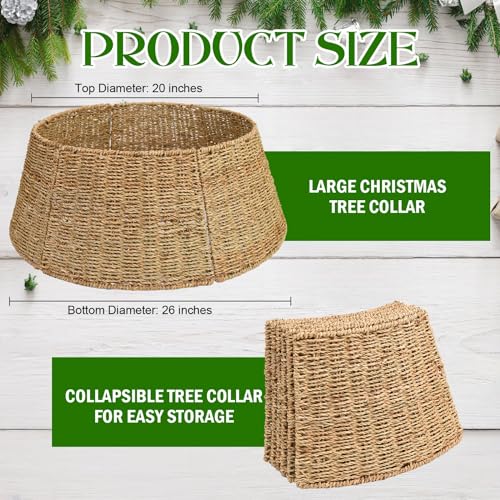 Rocinha Rattan Christmas Tree Collar Basket - Rustic Handcrafted Tree Ring