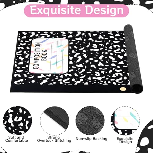 3.3 x 4 ft Large Classroom Rug Composition Notebook Educational Area Rug Back to School Soft Fluffy Pastel Play Carpet Washable Non-Slip Learning Floor Mat for Reading Calming Corner Nursery Playroom