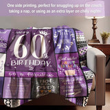 60th Birthday Gifts for Women, 60 Year Old Birthday Gifts for Women, Gifts for 60 Year Old Woman, Happy 60th Birthday Decorations,1966 Birthday Gift for Mom, Grandma - 60 Bday Blanket 60”x50”