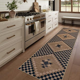 LIVEBOX Easy Jute Runner Rugs for Hallway 2x10, Non Slip Washable Rug Runner, Checkered Extra Long Rugs for Hallways, Ultra Thin Farmhouse Kitchen Rug for Hardwood Floor