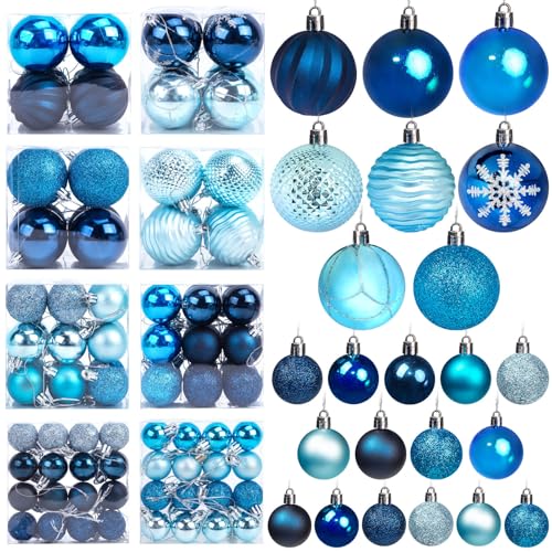 LOVEINUSA 100PCS Shatterproof Christmas Ornament Ball Set, Assorted Glitter Baubles for Tree Decorations and Wreaths