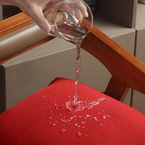 Boao 4 Pack Decorative Outdoor Waterproof Throw Pillow Covers Square Patio Balcony Garden Waterproof Cushion Case PU Coating Pillow Shell for Couch Bed Patio Sofa, 18 x 18 Inch(Red)