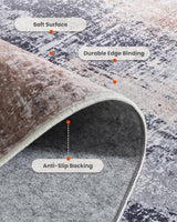 AMADA Washable 8'x10' Abstract Area Rug for Living Room Brown