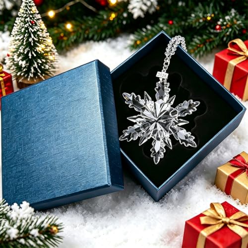Annual Edition Ornament 2026, Crystal Glass Snowflake Christmas Ornaments | Sparkly Crystal Star Ornaments For Christmas Tree, Elegant Cute Christmas Ornaments Gift For Women, Unique Xmas Ornament