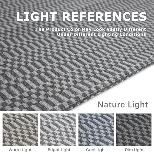 KOZYFLY 3x5 Washable Area Rug, Non Slip Woven Indoor Entryway Rug, Grey