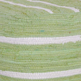 L.R. Resources, Inc Adrian Green and White Striped Casual Handmade Cotton Indoor Cube Pouf Ottoman