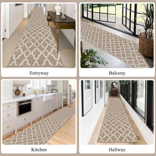 Runner Rug for Hallway 2'8" x 12' Non Slip Kitchen Runners Beige