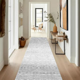 2'6"x8 Runner Rug Washable Moroccan: Non Slip Kitchen Long Floor Mat Gray