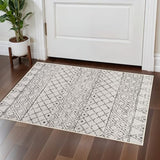 2x3 Entryway Rug Washable - Moroccan Small Area Rugs for Entryway Low Pile Indoor Mat Non Slip with Rubber Backing Thin Area Rug Pet Friendly for Front Door Kitchen Bedroom 2x3 Geo Grey