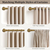 Warm Gold Curtain Rods for Windows 72 to144 Inch Brass Extra Long Heavy Duty Adjustable single 1" Diameter with vintage Brushed Bronze Metal Finials Antique for Living Room Bedroom Farmhouse Kitchen