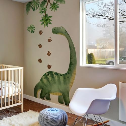 Large Dinosaur Wall Decals for Boys Bedroom Dino Footprints Wall Stickers Peel and Stick Baby Toddler Kids Room Wall Decor Murals for Nursery Daycare Classroom Decoration (KL-BM2063)