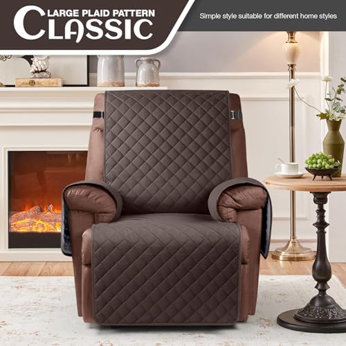 KinCam 100% Waterproof Recliner Loveseat Cover with Console X1, Recliner Couch Covers X1, Recliner Chair Covers X1(Chocolate)