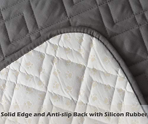 Ameritex Loveseat Cover Water-Resistant Quilted Furniture Protector with Back Nonslip Paws Slipcover for Dogs, Kids, Pets Loveseat Slipcover Stay in Place for Leather (54", Dark Grey)