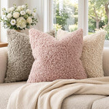 Foindtower Decorative Fuzzy Faux Fur Throw Pillow Covers 22x22 Dusty Rose