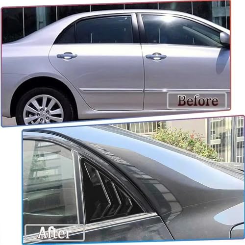 Compatible with Toyota Corolla 2007-2013 Car Rear Window Louver Cover Exterior Side Vent ABS Exterior Accessories(Gloss Black)