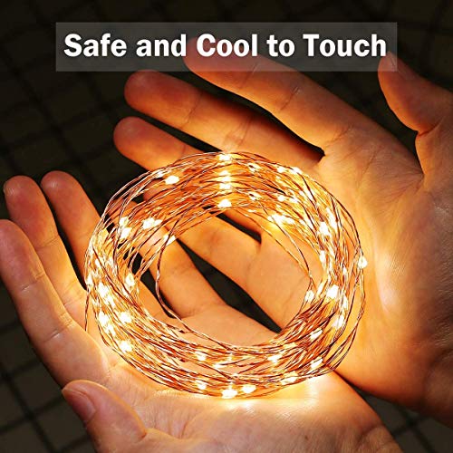 Lighting EVER Fairy Lights Plug in, 33ft 100 LED String Lights for Bedroom, Warm White Copper Wire Lights, Waterproof Indoor Outdoor Decorative Fairy Lights for Patio, Garden, Balcony, Vases, Craft