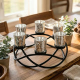 Kitchen Table Centerpiece Decor, Tealight Candle Holder, Silver