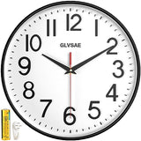 GLVSAE Wall Clock 12 Inches Non-Ticking Wall Clocks Battery Operated Large Easy to Read with Stereoscopic Dial Ultra-Quiet Movement Quartz for Office Classroom School Home Bedroom Kitchen