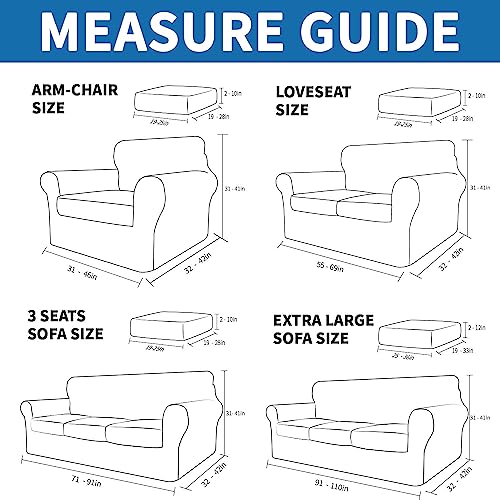 XINEAGE 2026 New 4 Pieces Couch Covers for 3 Cushion Couch Super Stretch Thick Soft Sofa Cover Anti Slip Sofa Slipcover Dogs Cats Furniture Protector (Light Gray, 71"-91")