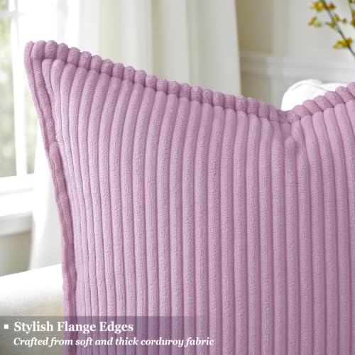 decorUhome Fall Corduroy Lilac Throw Pillow Covers 24x24 Set of 2
