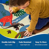 Booooom Jackson Dinosaur Rug,Prehistoric Adventure Play Rug - Polyester with Non-Slip Latex Backing,Dinosaur Land Play Mat Carpet Area Rug for Kids Room