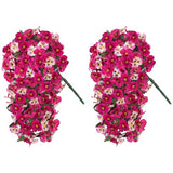HyeFlora Artificial Flowers for Outdoors, 2pcs Faux Silk Pansies Flowers UV Resistant Fake Hanging Flower Plants for Outside Planters Porch Yard Patio Window Box (Mix Rose)