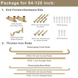 Double Curtain Rod for 84-120 Inches Windows, Blackout Wrap Around Window Curtain Rods，1-inch Heavy Duty Adjustable Room Darkening Rustic Dual Drapery Curtain Rods for for Livingroom, Kitchen, Patio