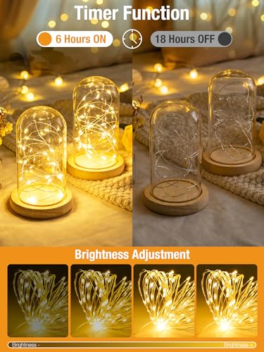 btfarm 4 Pack Fairy Lights Battery Operated with Timer, 16FT 50LED Twinkle String Lights USB Powered, 8 Mode Dimmable Cuttable Wire Light Waterproof for Indoor Bedroom Wedding Christmas, Warm White