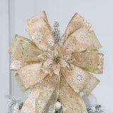 Christmas Tree Topper, Bow Large Christmas Bow Tree Topper, for Xmas Ornament Holiday Home Wedding Thanksgiving Indoor/Outdoor Decoration (Gold)