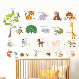 LOMILY Animal Learning Wall Stickers, Educational Cute Animal Wall Decals for Nursery Playroom Daycare, Wall Decor for Toddler Baby Boys Girls